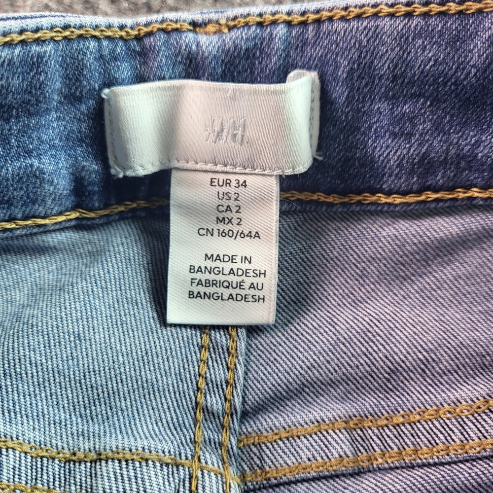 H M Womens Size 2 High Waisted Skinny Jeans Light Wash Denim - Picture 5 of 8